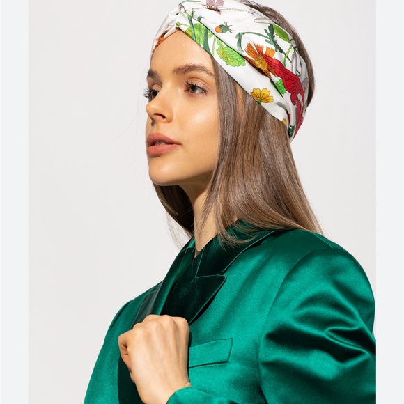 NWOT/GG FLORAL PRINT SILK HEADBAND SZ:OS - Picture 4 of 8